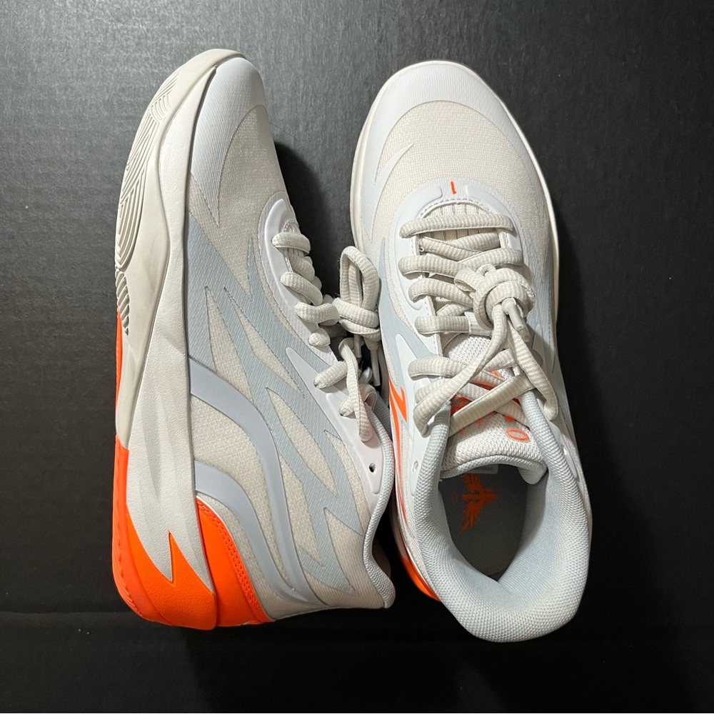 Puma MB.02 Gorange Youth 6.5y Melo Gray Orange Shoes Lamelo Basketball 378358-02